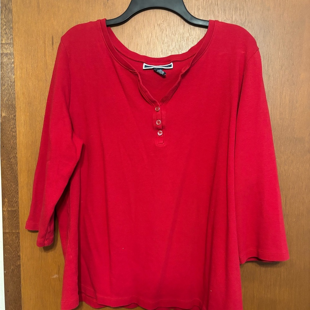 Karen Scott Vibrant Red Button-Down Shirt